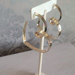 Thick Heart Shaped Gold Tone Hoops